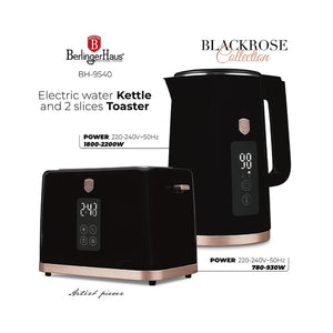 Berlinger Haus Wasserkocher & Toaster mit Digitalanzeige Black Rose Collection