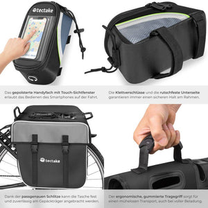Set Fahrradtasche Georg und Fahrradrahmentasche schwarz/grün 20,5 x 10 x 10,5 cm