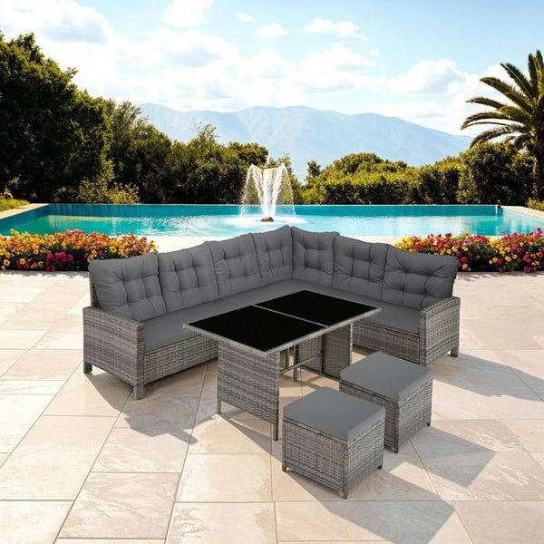 Rattan Lounge Barletta grau-meliert/grau