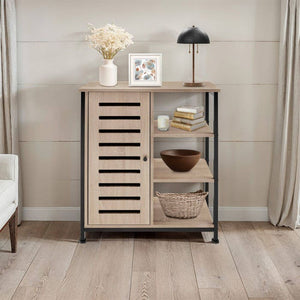 Sideboard Industrial Holz hell, Eiche Sonoma Türanschlag links