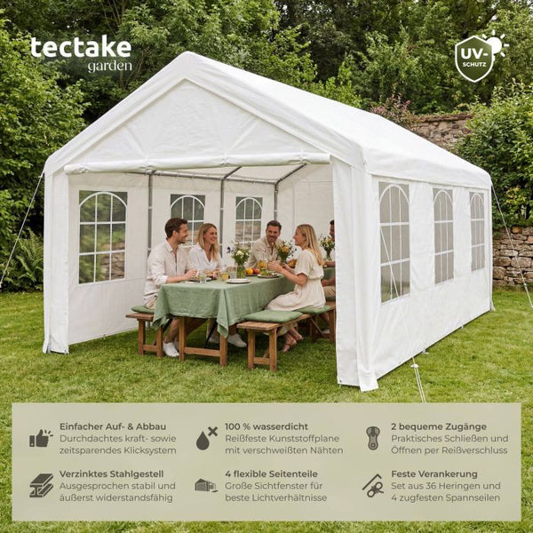 Gartenpavillon Jasko mit 4 Seitenteilen weiss 6 x 4 m