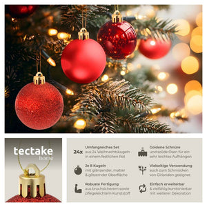 24er Set Weihnachtskugeln rot