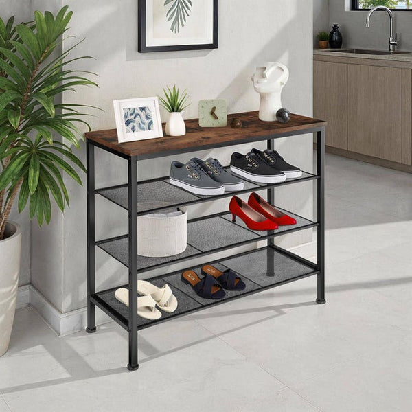 Schuhregal Newport Industrial Holz dunkel, rustikal