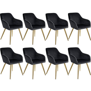 8er Set Stuhl Marilyn Samtoptik, schwarz/gold