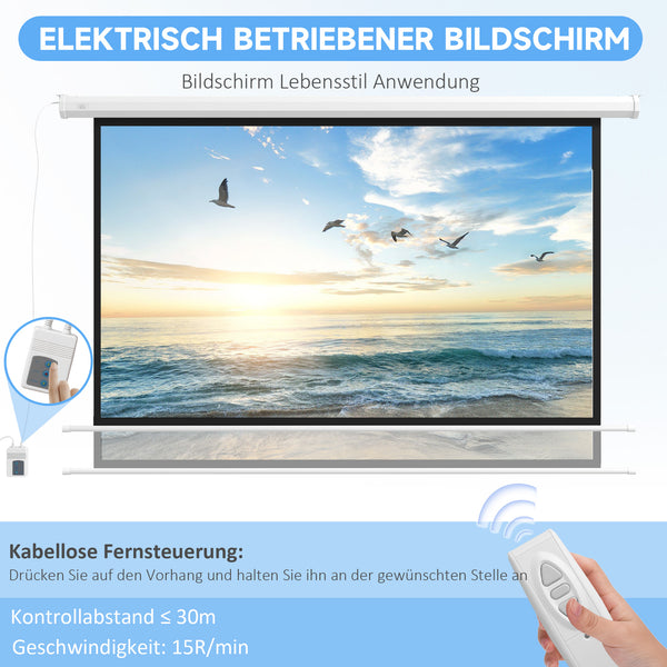 Beamer Leinwand motorisiert für Heimkino 16:9 120 Zoll weiss