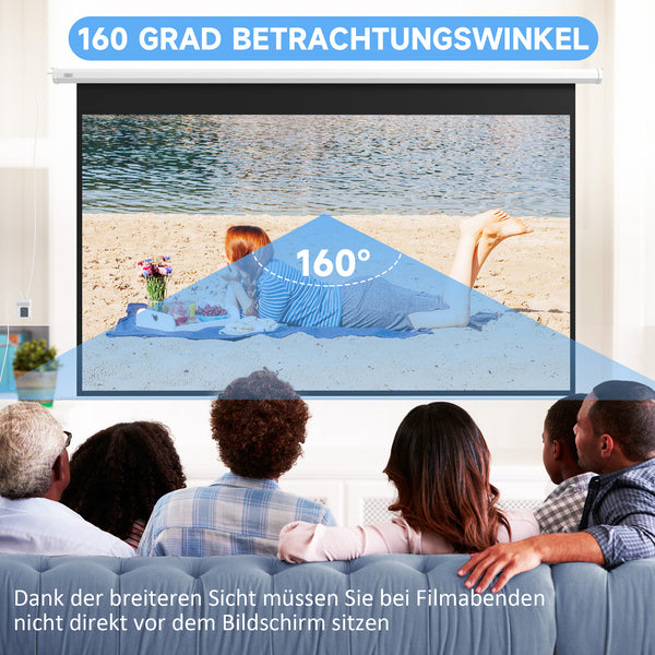 Beamer Leinwand motorisiert für Heimkino 16:9 120 Zoll weiss