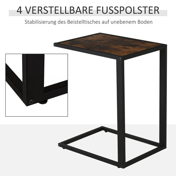 Beistelltisch Couchtisch C-Form Rustikal Braun-Schwarz