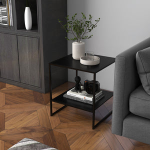 Beistelltisch Couchtisch mit Ablage Schwarz