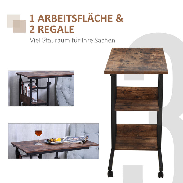 Beistelltisch Couchtisch mit Rollen Schwarz-Braun