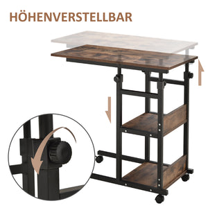 Beistelltisch Couchtisch mit Rollen Schwarz-Braun