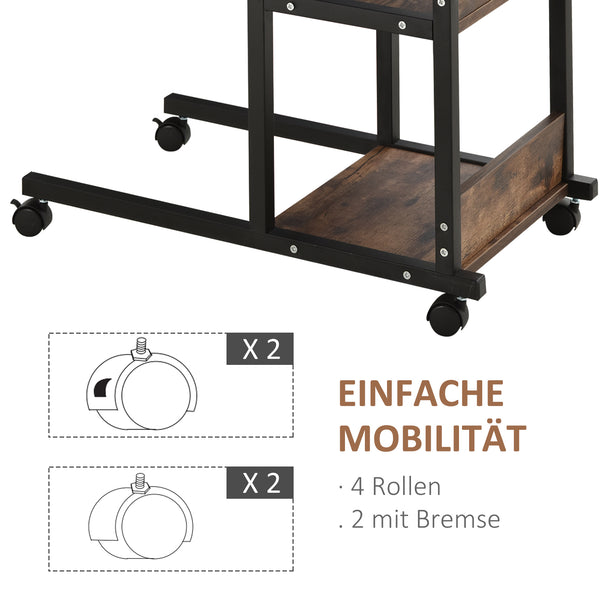 Beistelltisch Couchtisch mit Rollen Schwarz-Braun