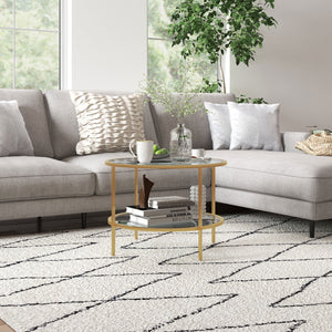Beistelltisch Couchtisch Rund mit Ablage Gold