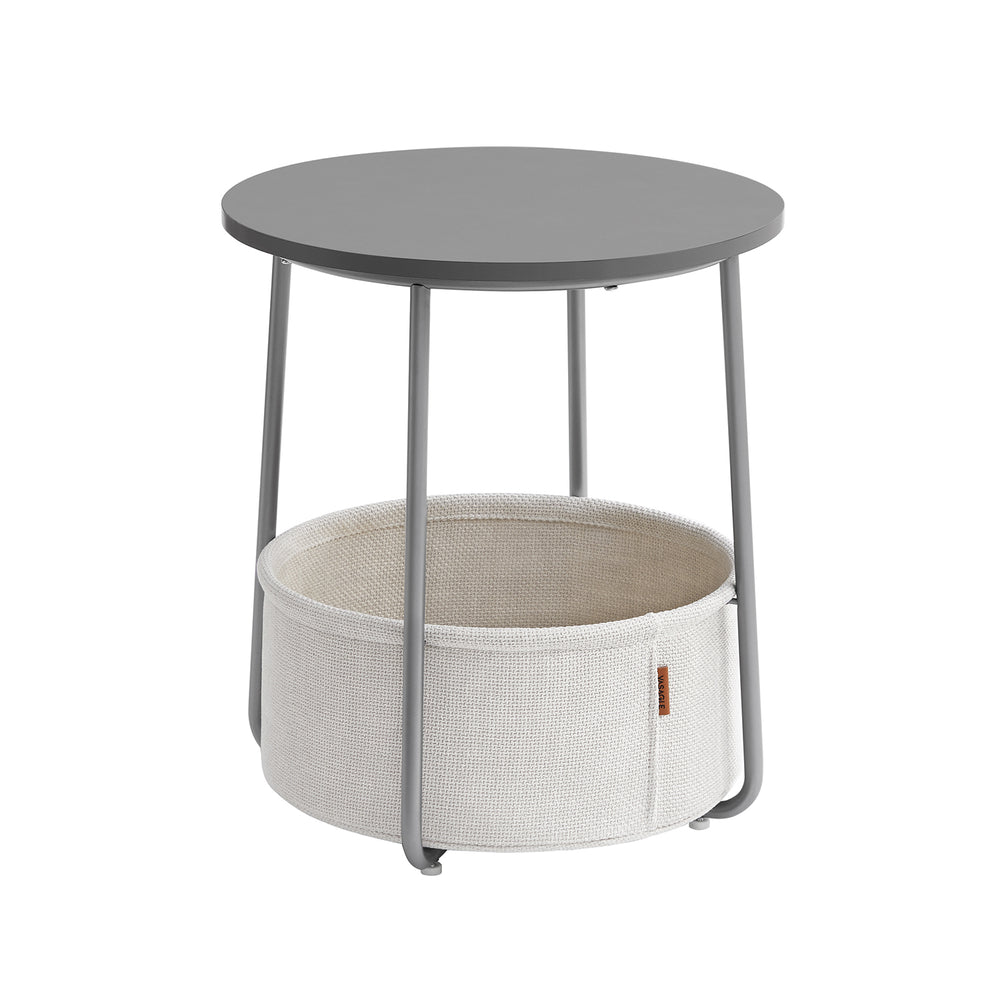 Beistelltisch Couchtisch rund mit Korb Grau