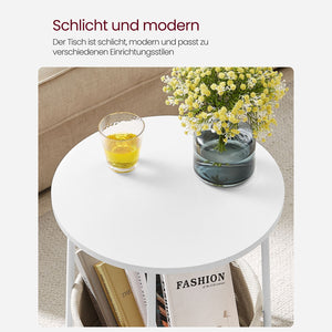Beistelltisch Couchtisch rund mit Korb Weiss