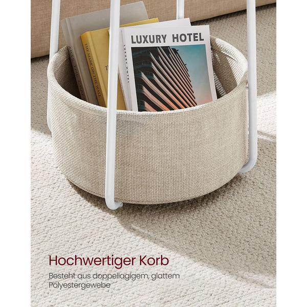Beistelltisch Couchtisch rund mit Korb Weiss