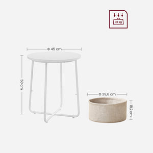 Beistelltisch Couchtisch rund mit Korb Weiss