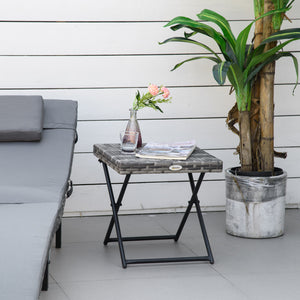 Beistelltisch klappbar für Garten Balkon Terrasse Polyrattan grau