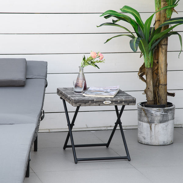 Beistelltisch klappbar für Garten Balkon Terrasse Polyrattan grau