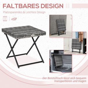 Beistelltisch klappbar für Garten Balkon Terrasse Polyrattan grau
