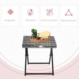 Beistelltisch klappbar für Garten Balkon Terrasse Polyrattan grau