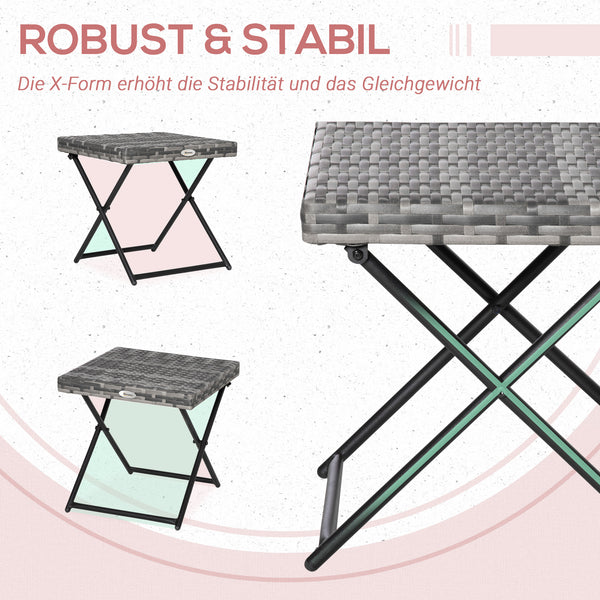 Beistelltisch klappbar für Garten Balkon Terrasse Polyrattan grau