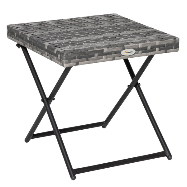 Beistelltisch klappbar für Garten Balkon Terrasse Polyrattan grau