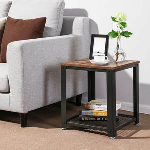 Beistelltisch Metallrahmen mit Ablage Braun IndustrialVIBE