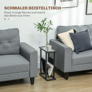 Beistelltisch mit Stofftasche & Glasplatte 40x18x55,5cm Schwarz