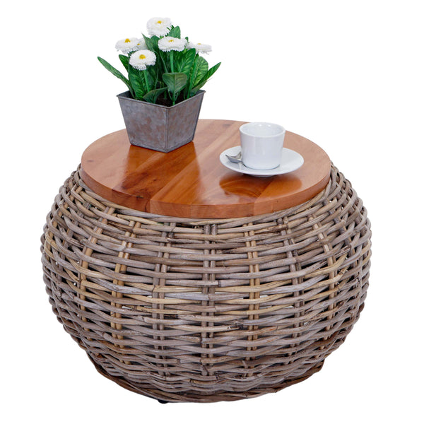 Beistelltisch Rattantisch Blumentisch Loungetisch rund 33x49x49cm natur