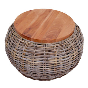 Beistelltisch Rattantisch Blumentisch Loungetisch rund 33x49x49cm natur