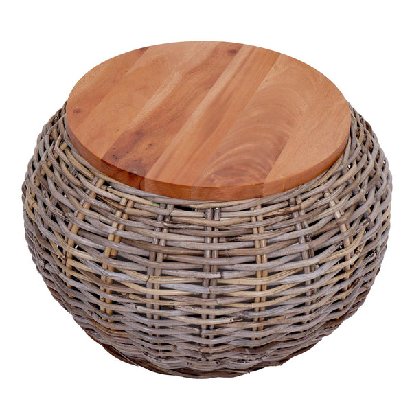Beistelltisch Rattantisch Blumentisch Loungetisch rund 33x49x49cm natur