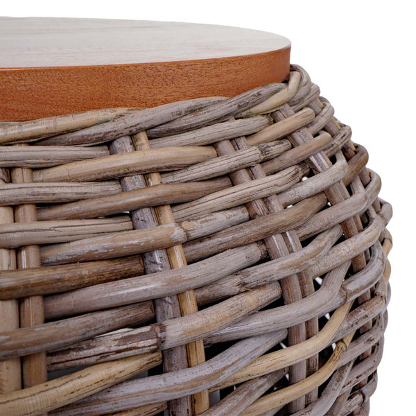 Beistelltisch Rattantisch Blumentisch Loungetisch rund 33x49x49cm natur