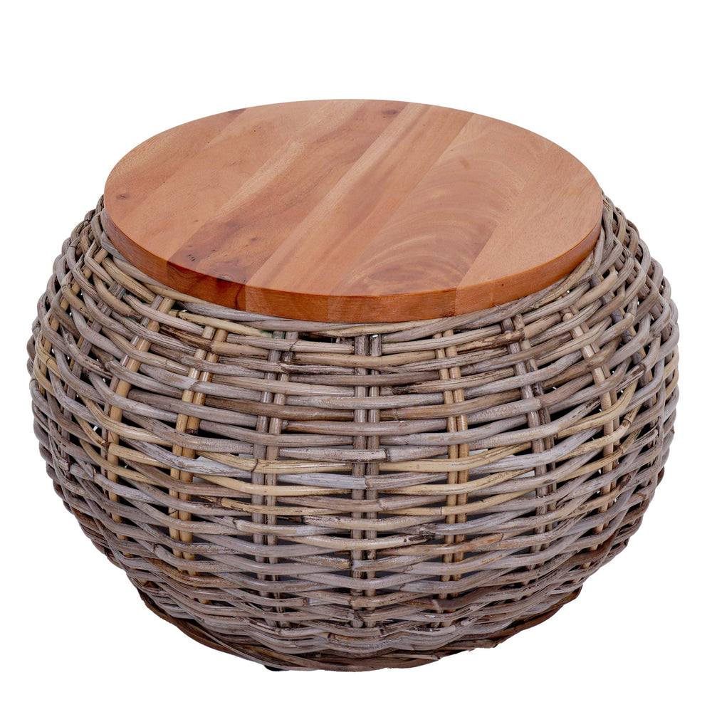 Beistelltisch Rattantisch Blumentisch Loungetisch rund 33x49x49cm natur