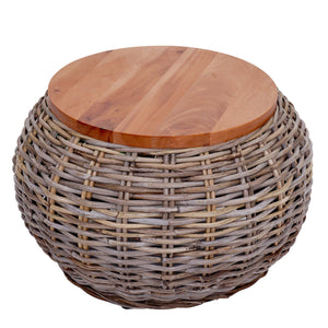 Beistelltisch Rattantisch Blumentisch Loungetisch rund 33x49x49cm natur
