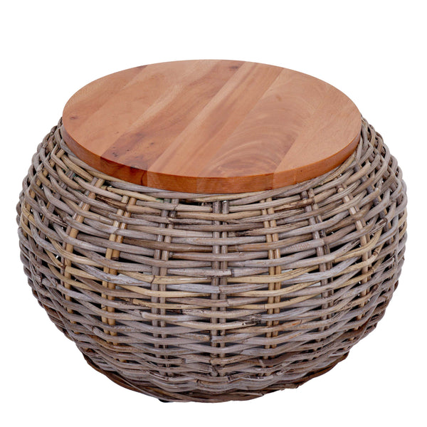 Beistelltisch Rattantisch Blumentisch Loungetisch rund 33x49x49cm natur