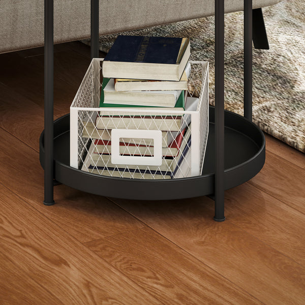 Beistelltisch rund 2 Ablagen 44x44x56cm Schwarz
