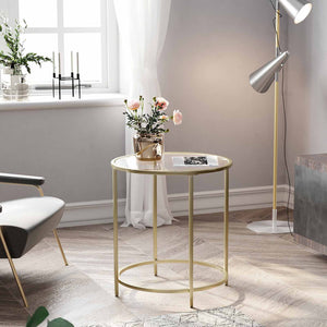 Beistelltisch Rund Glas Gold