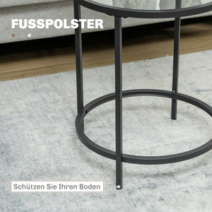 Round side table with glass top & metal frame Ø48x547cm Black