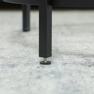 Round side table with glass top & metal frame Ø48x547cm Black