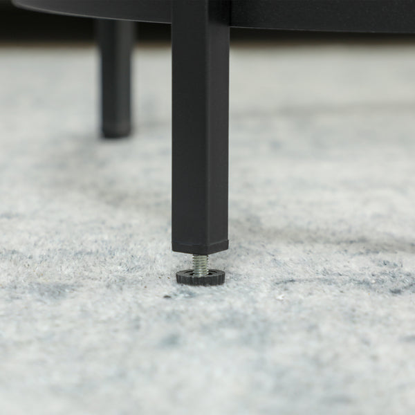 Round side table with glass top & metal frame Ø48x547cm Black