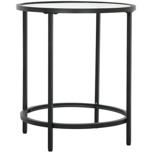 Round side table with glass top & metal frame Ø48x547cm Black