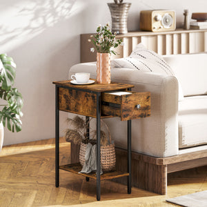 Beistelltisch modern mit Schublade und offenem Fach Holz braun