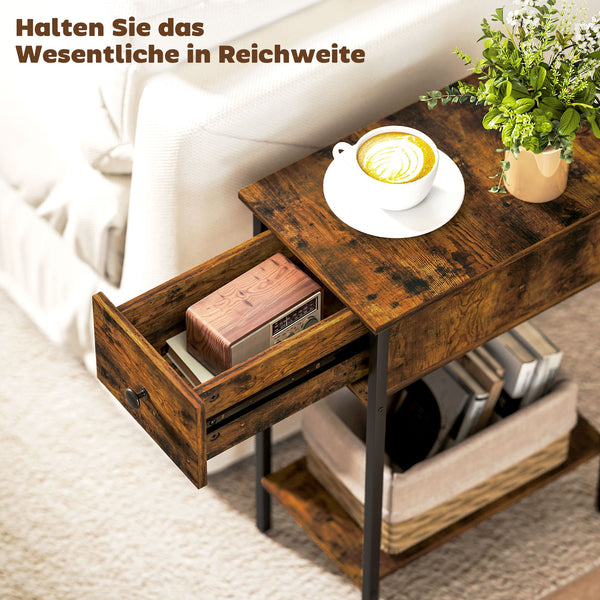 Beistelltisch modern mit Schublade und offenem Fach Holz braun
