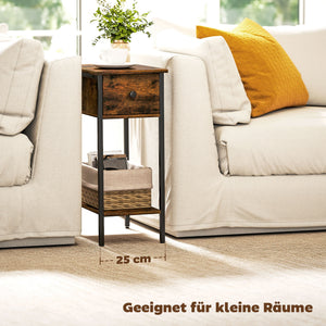 Beistelltisch modern mit Schublade und offenem Fach Holz braun