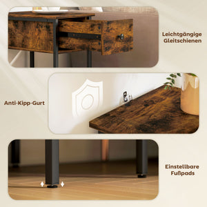 Beistelltisch modern mit Schublade und offenem Fach Holz braun
