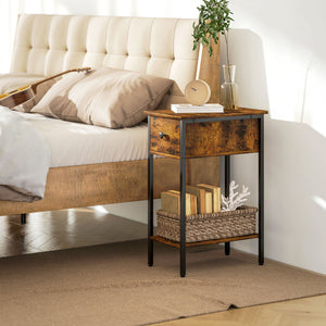 Beistelltisch modern mit Schublade und offenem Fach Holz braun