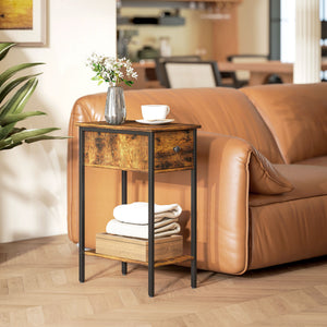 Beistelltisch modern mit Schublade und offenem Fach Holz braun