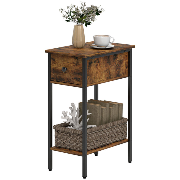 Beistelltisch modern mit Schublade und offenem Fach Holz braun