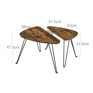 Set di tavolini laterali, 2 pezzi, marrone, IndustrialVIBE