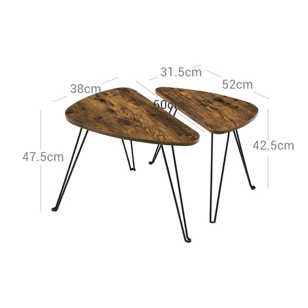 Set di tavolini laterali, 2 pezzi, marrone, IndustrialVIBE